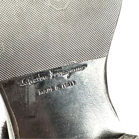 Salvatore Ferragamo Black Leather Mink Fur Chelsea Ankle Boots Luxury Size 6.5 - Picture 5 of 8